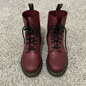 Dr. Martens Red Leather Lace Up Boots
